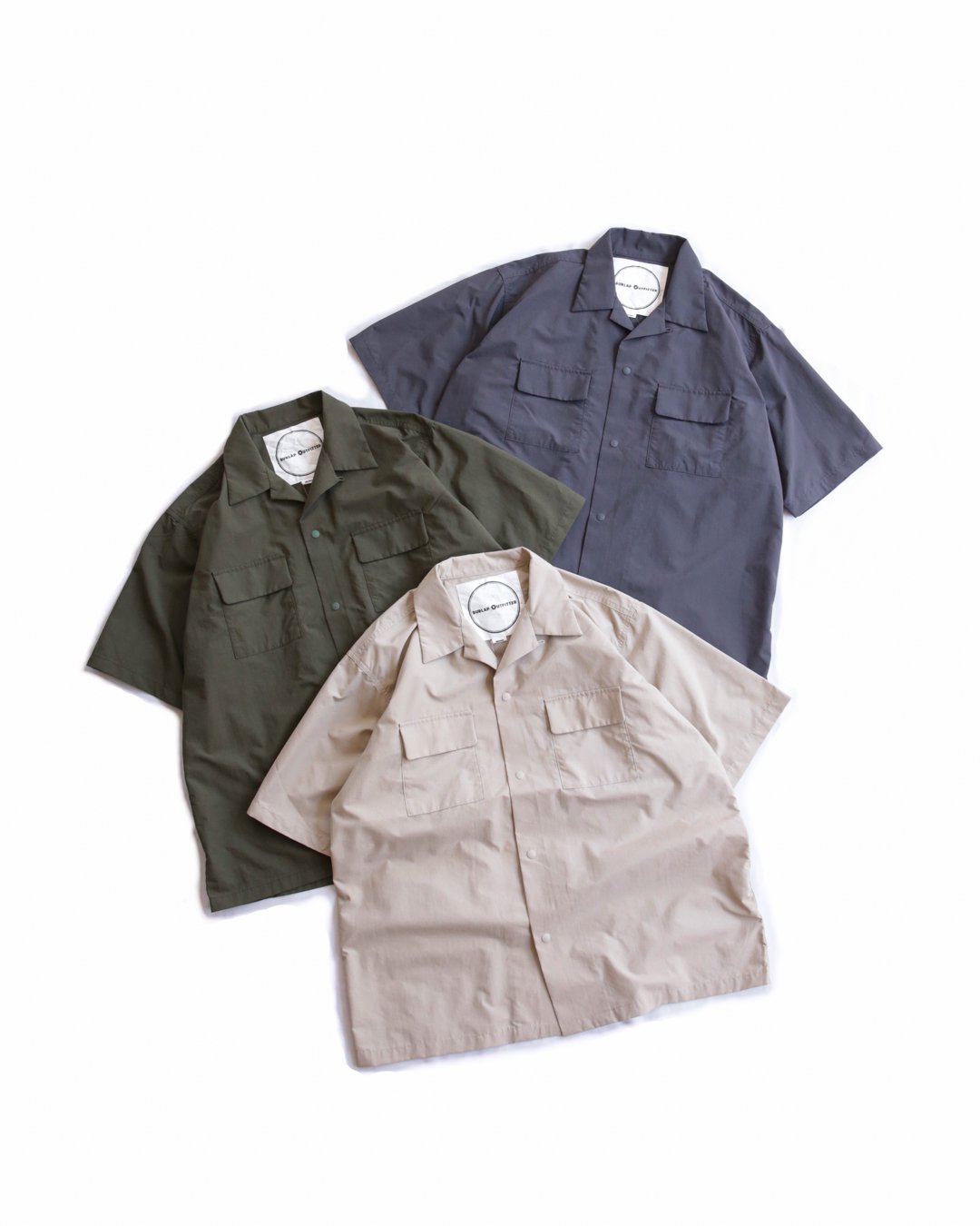 S/S CAMP SHIRT SOLID - Sand Beige