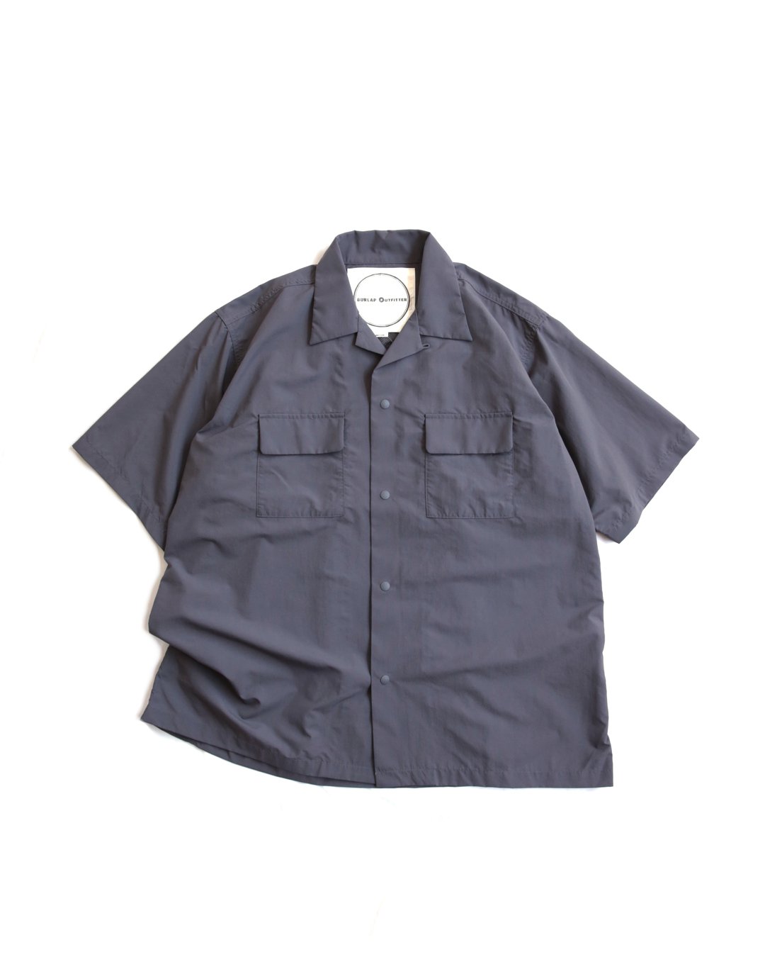 S/S CAMP SHIRT SOLID - Dark Charcoal