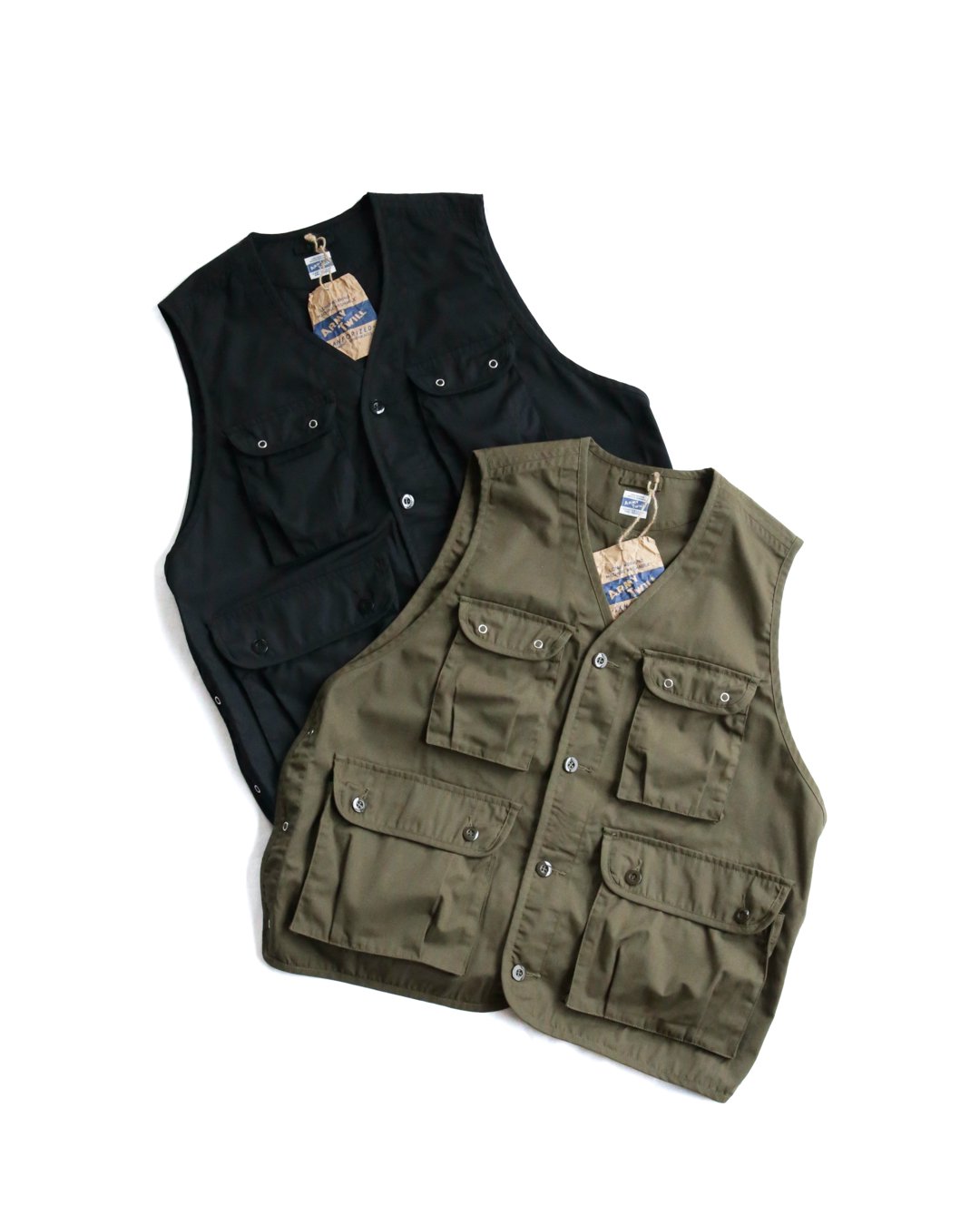 ARMY TWILL[アーミーツイル] | C/P PLAIN AM VEST - Khaki, Black