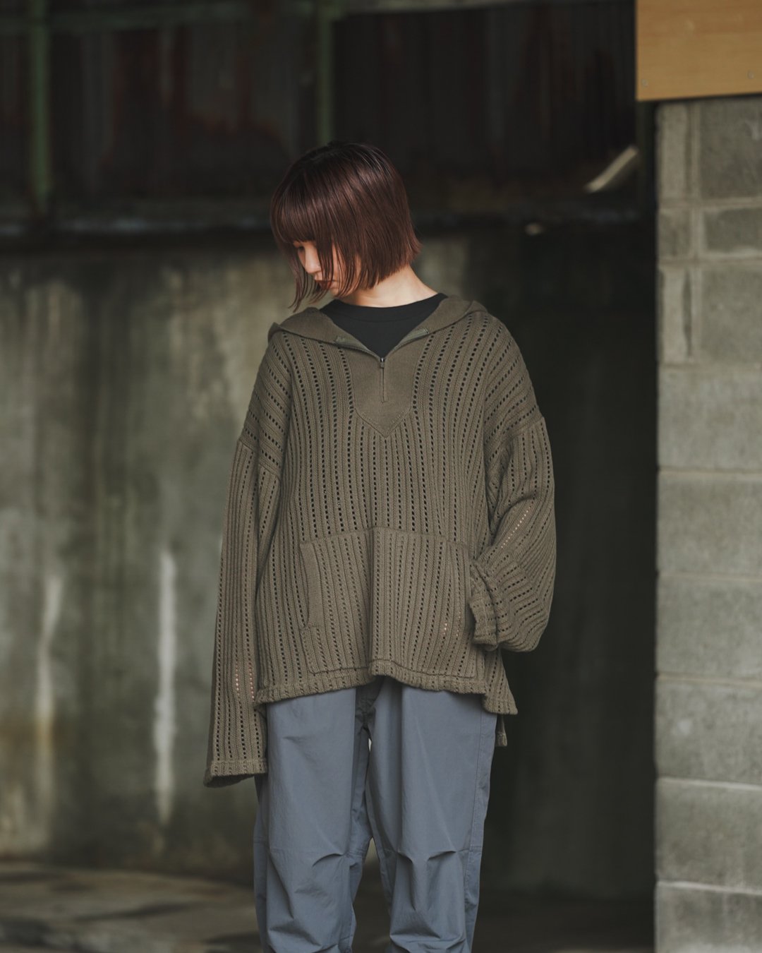 DeMarcoLab[デマルコラボ] | VENT KNIT BAJA HOODIE - Army