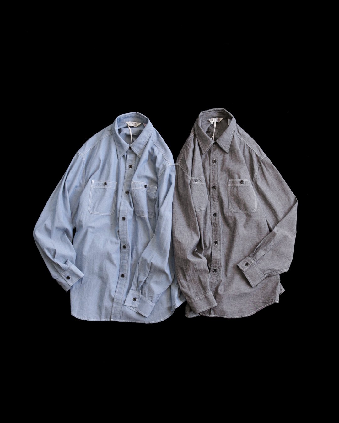 FIVE BROTHER / WORK SHIRTS [WIDE] CHAMBRAY - Bleach, Black