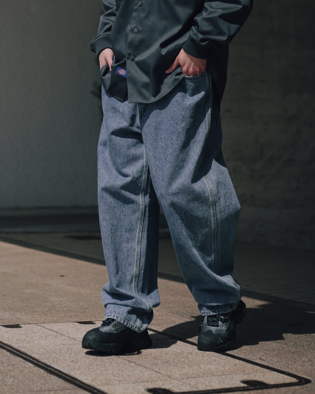 HELLRAZOR[ヘルレイザー] | BAGGY DENIM PANTS [WASH] - Indigo, Black