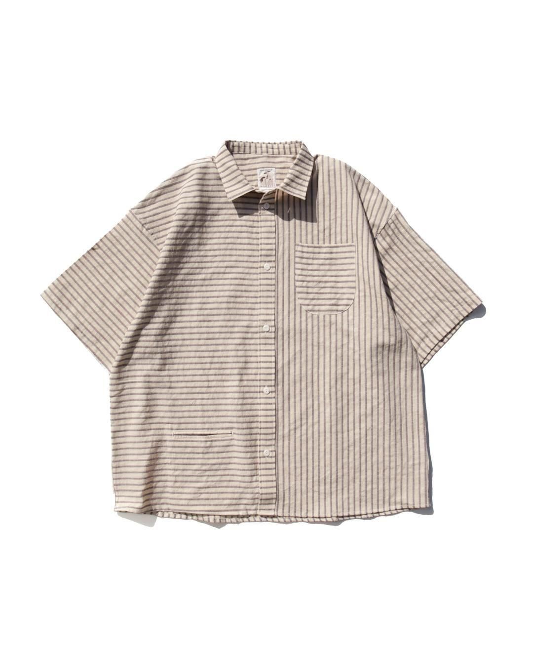 NOROLLNORMAL SHIRT STRIPE S/S - Brown, Blue