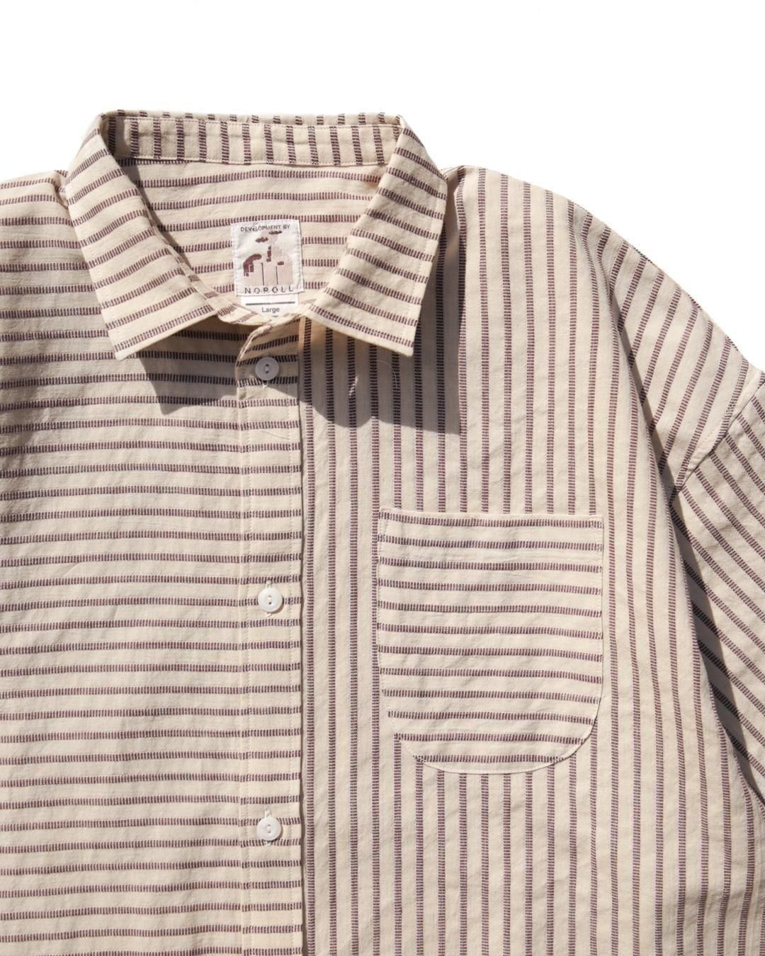 NOROLLNORMAL SHIRT STRIPE S/S - Brown, Blue