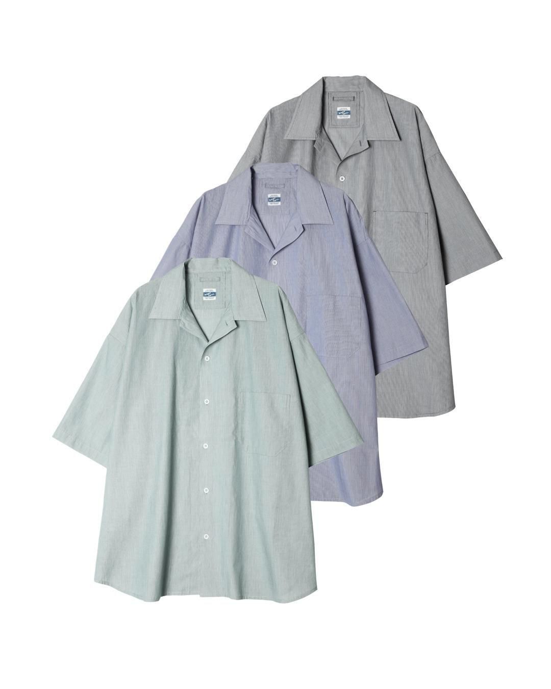 ARMY TWILLCOTTON STRIPE HALF SLEEVE SHIRT