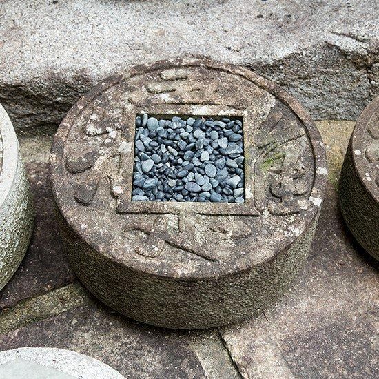 天然石 水鉢 円筒形 ベージュ(引き取り限定) 天然石 水鉢 筒形