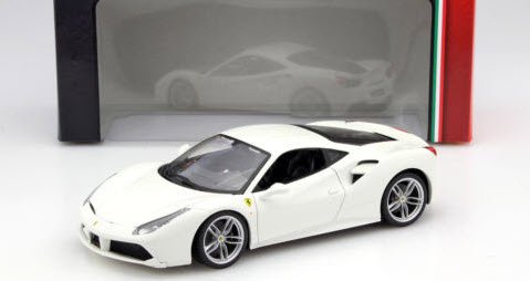 ブラーゴ Bburago 16008 1/18 フェラーリ 488 GTB ホワイト - ミニチャンプス専門店 【Minichamps World】