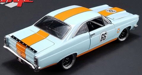 GMP 18858 1/18 1966 Ford Fairlane Gulf Oil - Light Blue with Orange Stripes  - ミニチャンプス専門店 【Minichamps World】