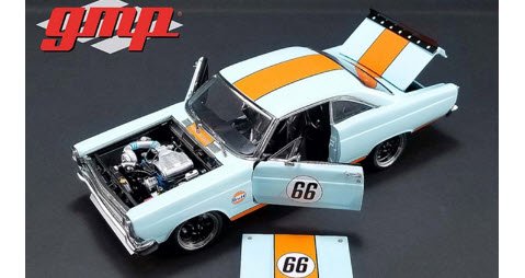 GMP 18858 1/18 1966 Ford Fairlane Gulf Oil - Light Blue with Orange Stripes  - ミニチャンプス専門店 【Minichamps World】