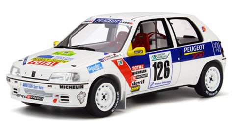 OTTO オットー OTM282 1/18 プジョー 106 ラリー Gr,N Rally Vins-Macon（ホワイト/ブルー/レッド） -  ミニチャンプス専門店 【Minichamps World】