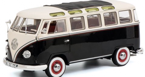 シュコー 450028700 1/18 フォルクスワーゲン VW T1 Samba Bus 1959-1963 ブラック / ホワイト -  ミニチャンプス専門店　【Minichamps World】