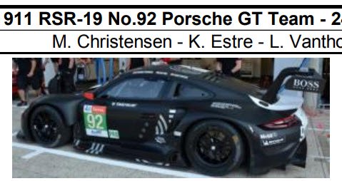 スパーク S7984 1/43 Porsche 911 RSR-19 No.92 Porsche GT Team - 24H 