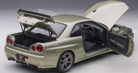 オートアート AUTOart 77404 1/18 日産 スカイライン GT-R (R34) Vスペック II ニュル (ミレニアムジェイド) -  ミニチャンプス専門店 【Minichamps World】