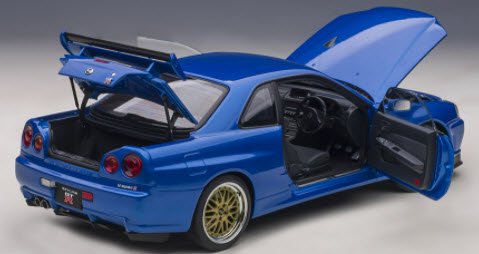 オートアート AUTOart 77409 1/18 日産 スカイライン GT-R (R34) Vスペック II `BBS LM ホイール・バージョン`  (ベイサイドブルー) - ミニチャンプス専門店 【Minichamps World】