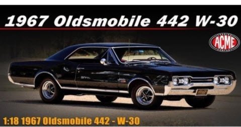 ACME A1805622 1/18 1967 Oldsmobile 442 W-30 Ebony Black on Red - ミニチャンプス専門店　 【Minichamps World】