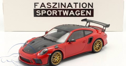 ミニチャンプス 153068236 1/18 ポルシェ 911 (991 II) GT3 RS Weissach Package 2019  guards レッド / ゴールド ホイール 特注品 - ミニチャンプス専門店　【Minichamps World】