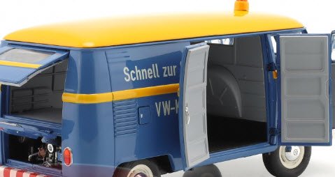 シュコー Schuco 450048400 1/18 フォルクスワーゲン VW T1b panel van VW customer service  ブルー / イエロー - ミニチャンプス専門店　【Minichamps World】