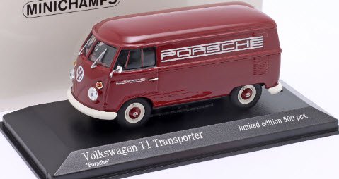 ミニチャンプス 943052203 1/43 フォルクスワーゲン VW T1 Transporter Porsche 1963 ダークレッド 特注品  - ミニチャンプス専門店　【Minichamps World】