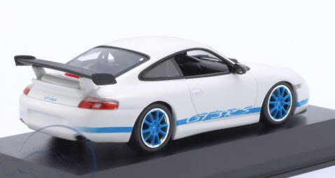 ミニチャンプス 403062029 1/43 ポルシェ 911 (996) GT3 RS 2002 ホワイト / blueness rims 特注品  - ミニチャンプス専門店　【Minichamps World】