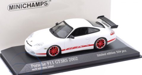 ミニチャンプス 403062028 1/43 ポルシェ 911 (996) GT3 RS 2002 ホワイト / レッド ホイール 特注品 -  ミニチャンプス専門店　【Minichamps World】