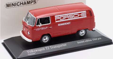 ミニチャンプス 943053064 1/43 フォルクスワーゲン VW T2 Delivery Van Porsche Renndienst 1972  レッド 特注品 - ミニチャンプス専門店　【Minichamps World】