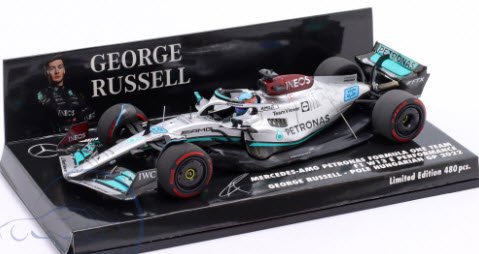 ミニチャンプス 417223163 1/43 メルセデス AMG ペトロナス F1 W13 E パフォーマンス ジョージ・ラッセル ハンガリーGP  2022 初ポールポジション - ミニチャンプス専門店　【Minichamps World】