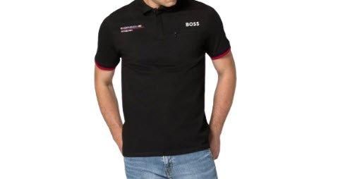 新品 BOSS ポロシャツ Porsche Motorsport Lサイズ 黒 BOSS - Porsche x BOSS ポロシャツ コットン モイスチャー