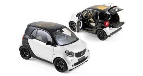 ノレブ 183430 1/18 スマート フォーツー 2015 ブラック/ホワイト - ミニチャンプス専門店 【Minichamps World】