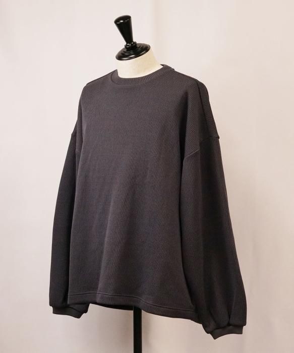 TIGHTBOOTH / WAFFLE CREW KNIT [BLACK] - THINKTANK ltd