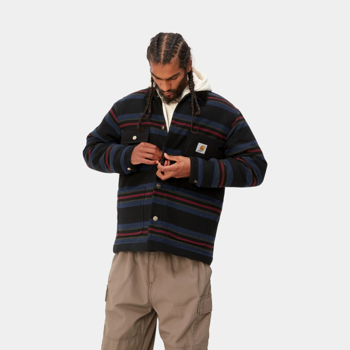 carhartt (カーハート) OREGON JACKET Starco Stripe, Black carhartt (カーハート) OREGON JACKET Starco Stripe, Black