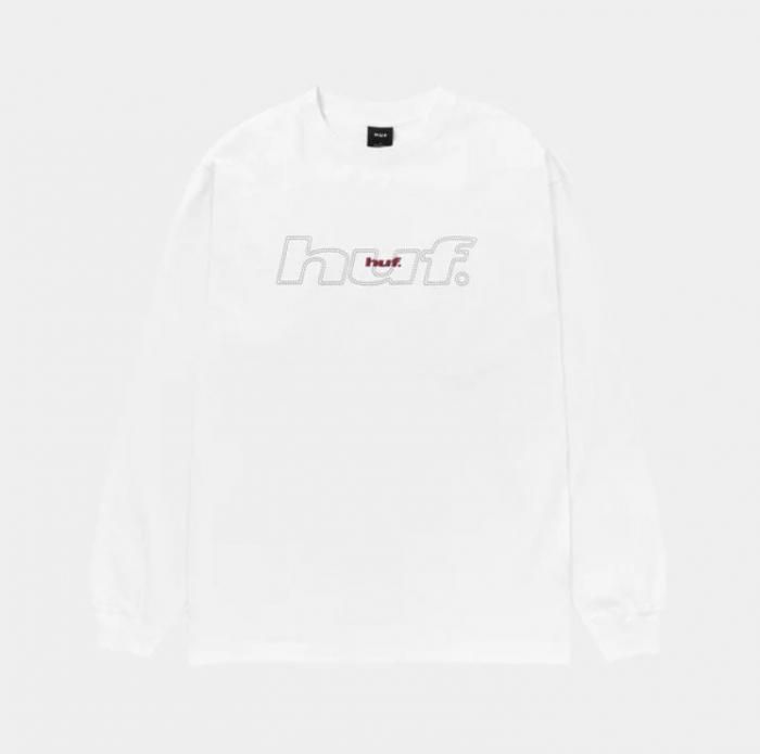 HUF (ハフ) DISTRESSED LOGO LS TEE WHITE [TS80177FA24] 通販