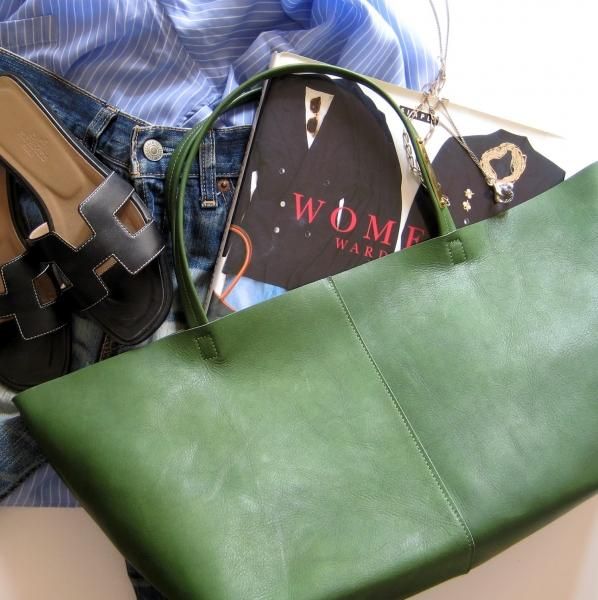 Mサイズ グリーン - yucchino｜ユッキーノ 大人のための革のエコバッグ