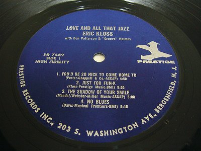 ○即決LP Eric Kloss / Love And All That Jazz Pr7469 j37232 米