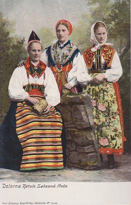 ポストカード ダーラナ地方の民族衣装姿の女性 スウェーデン 旅する本屋 古書玉椿 北欧など海外の手芸本 絵本 フォークロア雑貨