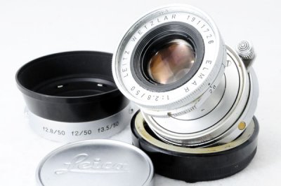 LEICA ライカ 蒼紫コーテッドエルマー 50mmF2.8 M フード付 - ライカ