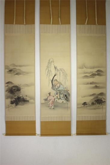 No3792  掛軸　高嵩谷　人物図　紙本　合箱　日本画　古画　古美術　送料無料 No3792 掛軸 高嵩谷 人物図 紙本 合箱 日本画 古画 古美術 送料無料