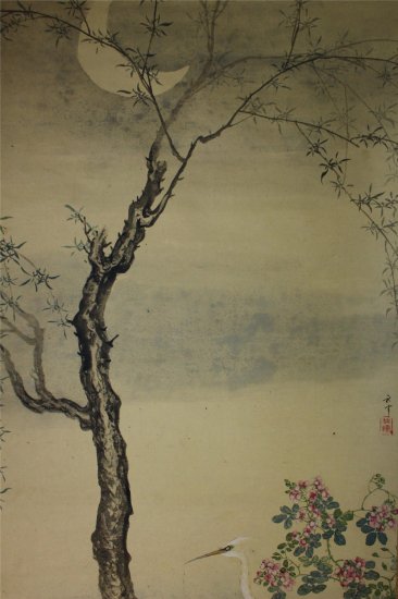 岡本秋暉 白鷺之図 細密画 - 古美術 山本美術