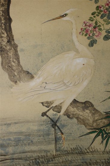 岡本秋暉 白鷺之図 細密画 - 古美術 山本美術