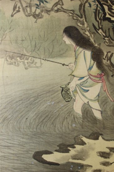 大幅　菊池容斎　人物風景図　川遊釣之図 - 古美術 山本美術