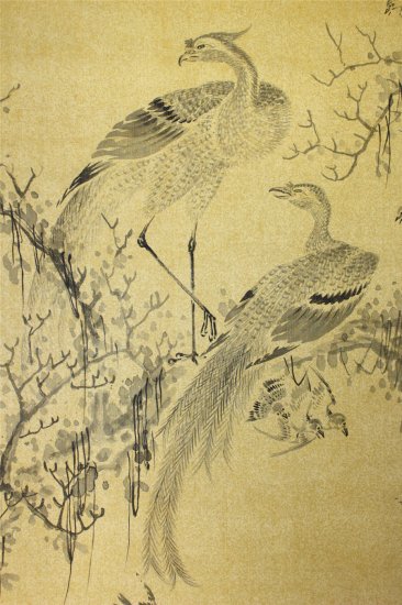 名品 大幅 渡辺小華 水墨群鳥 - 古美術 山本美術