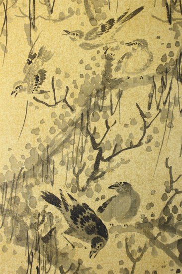 名品 大幅 渡辺小華 水墨群鳥 - 古美術 山本美術