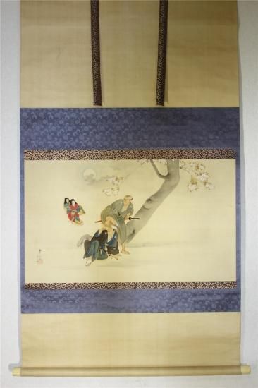 榊原文翠「小楠公 之図」大和絵 絹本 掛軸（谷文晁 師事）｜絵画