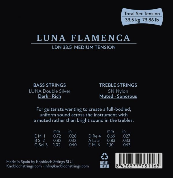 LUNA FLAMENCA LDN (SN NYLON), Medium Tension (ノブロック 『ルナ・フラメンカ』 タイプSNナイロン/  フラメンコギター弦) - Spain Guitar Online Shop
