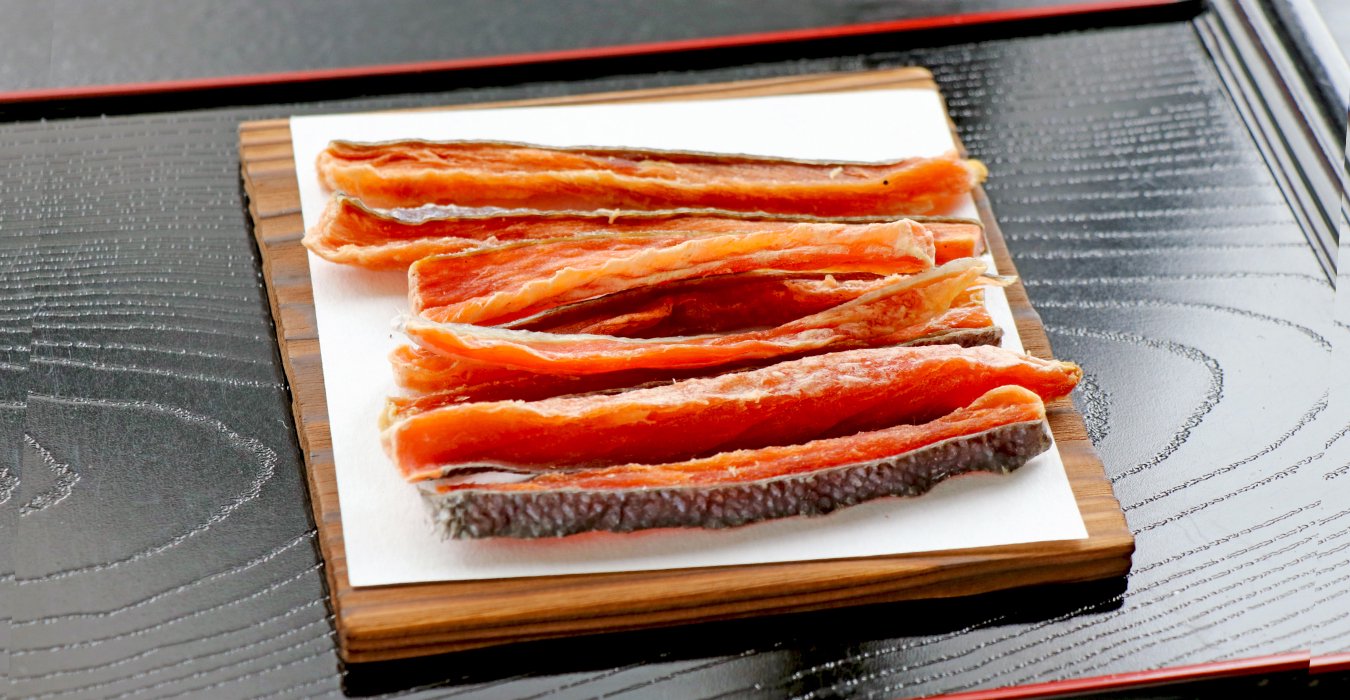 日本酒に、おすすめの鮭とば 　無添加鮭とばアップ
