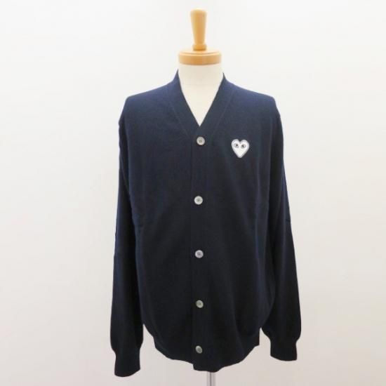 メンズ Play Comme Des Garcons 長袖ニット カーディガン 紺色 白エンブレム 新品 通販 コムデギャルソンの古着専門 きんとき堂 メンズ Play Comme Des Garcons 長袖ニット カーディガン 紺色 白エンブレム 新品 通販 コムデギャルソンの古着専門 きんとき堂