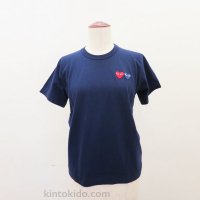 【レディース】PLAY COMME des GARCONS 半袖Tシャツ 紺色 綿100%　赤・青エンブレム  |コムデギャルソン