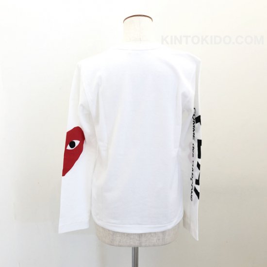 レディース】 PLAY COMME des GARCONS 長袖Tシャツ 白 プリント