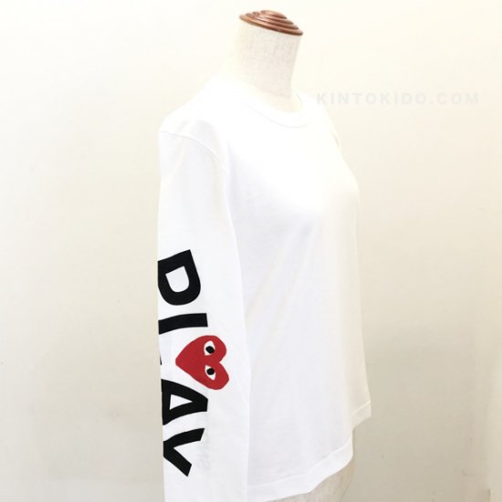 レディース】 PLAY COMME des GARCONS 長袖Tシャツ 白 プリント