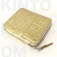 【ユニセックス】 Wallet COMME des GARCONS　二つ折りZIP財布 ゴールド　エンボス　