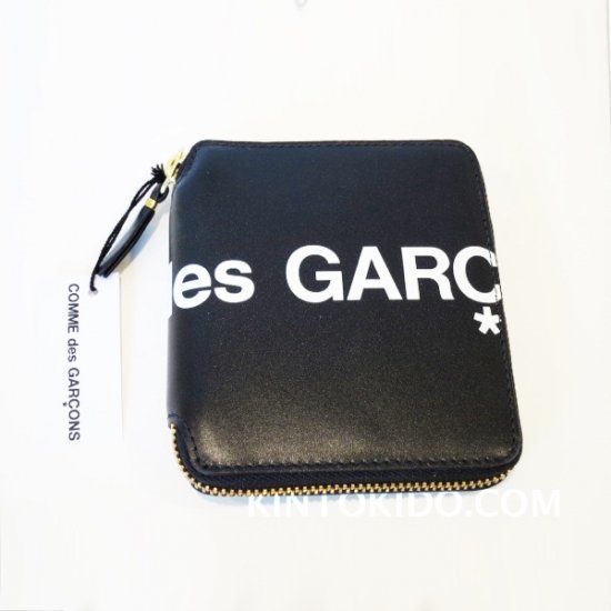 Wallet COMME des GARCONS HUGE LOGO 二つ折りZIP財布　黒　COW HIDE CdG-8Z-T021-051-1